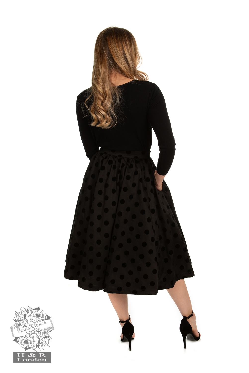 Suzie Swing Skirt in Black Flocking